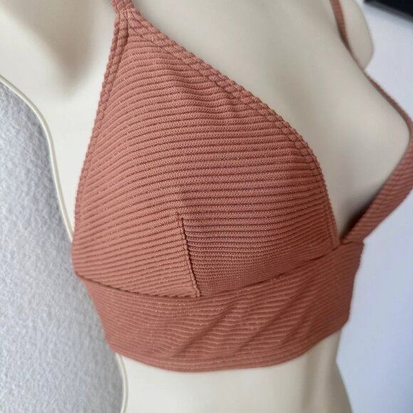 Roxy NWT XL Bikini Top Coconut Crew Tank Swim Top Pink Neutral Shimmer‎ - Picture 6 of 10